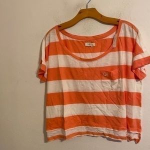 GILLY HICKS ORANGE & WHITE STRIPED SHIRT SIZE M/L